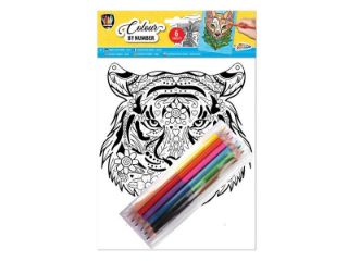 Obrázek z Omalovánky podle čísel A4 tygr 6 obrázků  